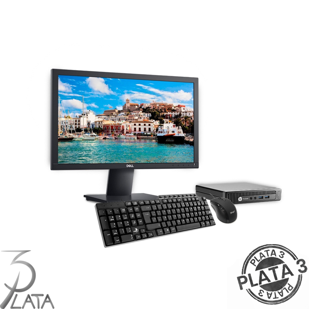 PLATA 3 COMPUTER. COMBO Mini PC i3 HP 4GB RAM Monitor 20"